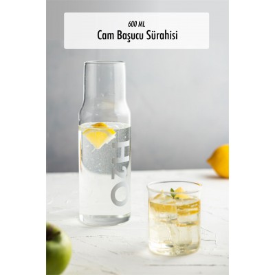 Borosilikat Cam Gri Başucu Sürahisi & Cam Sürahi * 600 ml