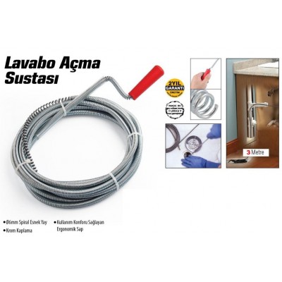 Lavabo Ve Gider Boruları Açacağı - Lavabo Açma Sustası - 3Metre