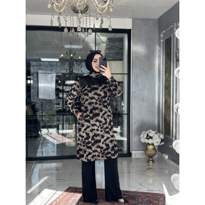 Sayra Tunik Leopar Kahve  - Leopar