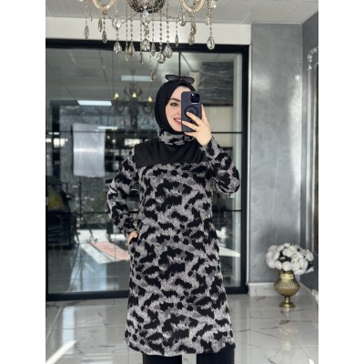 Sayra Tunik Leopar Gri - Leopar